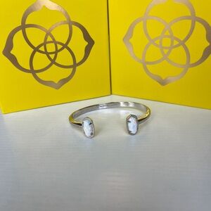 Kendra Scott: Silver Elton Cuff Bracelet with White Opal Stones